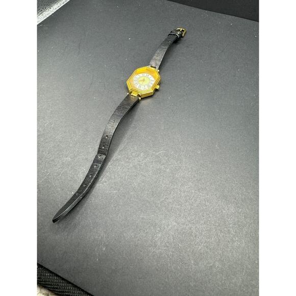MMA Metropolitan Museum of Art Gold Tone Watch Octagon Black Leather Band main image 5